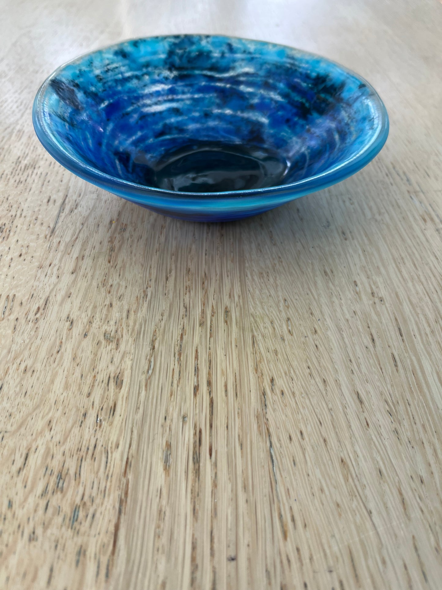 Fused glass bowl blue