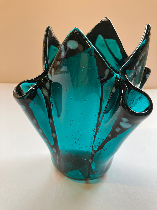 Fused glass vase Jade