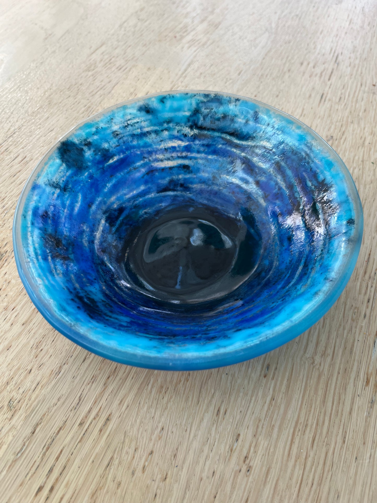 Fused glass bowl blue