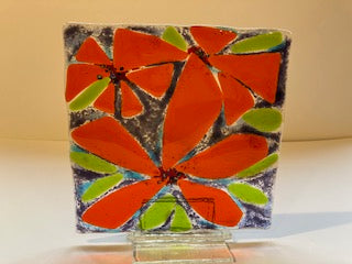Fused glass Square Red