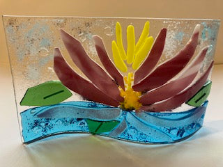Fused glass water Lilly wave