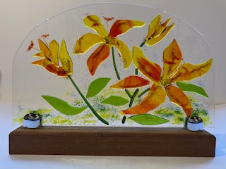 Fused glass lilies large