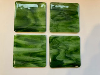 Fused glass green coasters