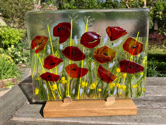 Fused Glass Poppies large