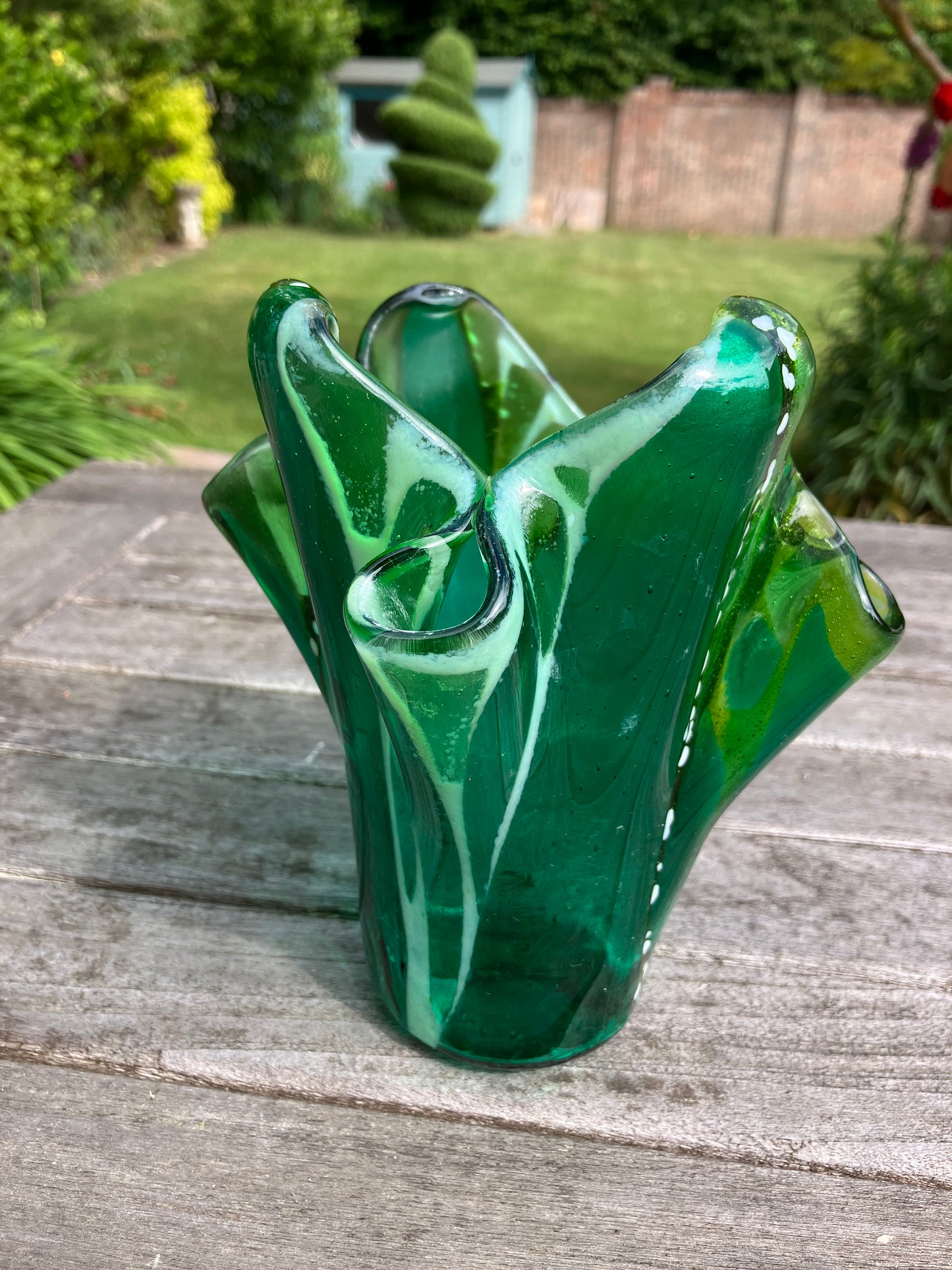 Fused glass vase Green